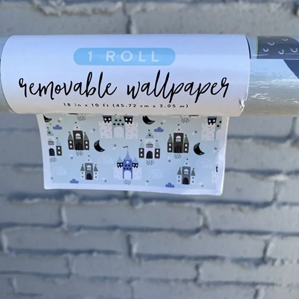 Removable WallPaper Home Decor Gray Purple Castle Moon NEW NWT By Target